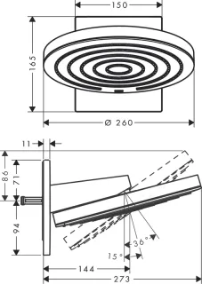 Верхний душ Hansgrohe Pulsify 24150000 хром